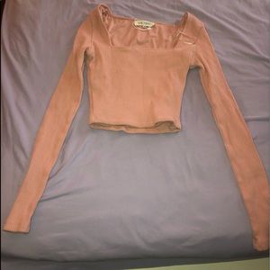 Long sleeve crop top in blush